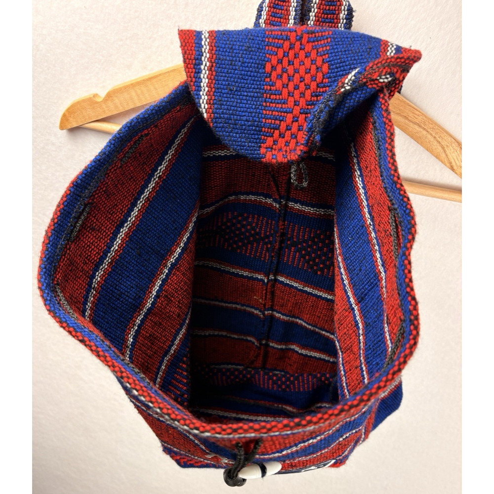 New England Patriots Woven Baja Drawstring Backpack Embroidered Red Blue NFL - Picture 9 of 14